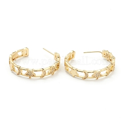 Star & Moon Brass Micro Pave Clear Cubic Zirconia Stud Earrings&nbsp;ZIRC-M117-21G