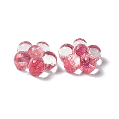 半透明のアクリルカボション  グリッターパウダー付き  5  - 花びらの花  レッド  24.5x25x12.5mm&nbsp;OACR-C009-12F