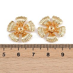 真鍮製ビーズキャップ  花  ニッケルフリー  18KGP本金メッキ  19x19x6mm  穴：1mm&nbsp;KK-F910-24G-04