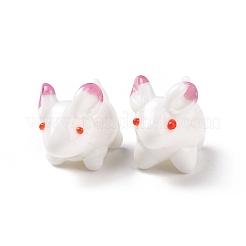 手作りランプワークビーズ  兎  ホワイト  20~22x12.5~13x20mm  穴：1.4~1.6mm&nbsp;LAMP-I024-37