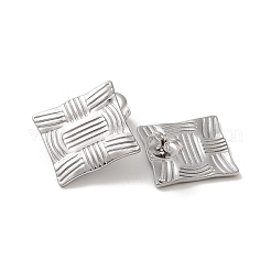 変色しない304ステンレススチール製スタッドピアス（女性用）  菱形  24x24mm&nbsp;EJEW-L272-027P-01