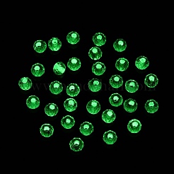FGBグレードA透明ガラスシードビーズ  ロンデル  暗闇で光る  中央染め  多面カット  薄緑  4x3mm  穴：1.2~1.6mm  約6081個/ポンド&nbsp;SEED-Q040-03A-03
