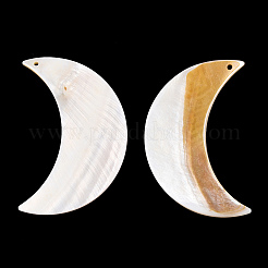 淡水シェルペンダント  ムーン  貝殻色  70x46x2~6mm  穴：3mm&nbsp;BSHE-S620-04