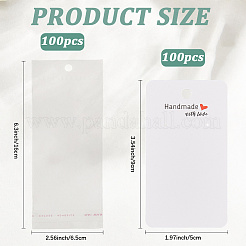 厚紙のピアスディスプレイカード  長方形  セロハンバッグ付き  ホワイト  9x5x0.04cm  100個/セット  1セット&nbsp;CDIS-CN0001-01B