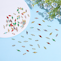 84Pcs 14 Styles Brass Pave K9 Glass Connector Charms&nbsp;KK-DR0001-66