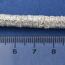 電気メッキされた天然溶岩岩ビーズ連売り  ディスク  ヒシビーズ  銀メッキ  6.5x3mm  穴：1.4mm  約137個/連  15.87''（40.3センチメートル）&nbsp;G-I360-A01-04