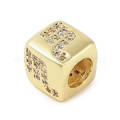 真鍮マイクロペーブクリアキュービックジルコニアヨーロッパビーズ  キューブ  蠍座  8x8x7.5mm  穴：4.5mm&nbsp;LS-KK-K368-01G-08