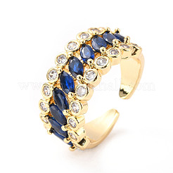Cubic Zirconia Horse Eye Open Cuff Ring&nbsp;RJEW-C024-02G