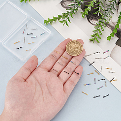 40個4色イオンプレーティング(IP)304ステンレススチールコネクタチャーム  ツイストバー  ミックスカラー  10x2x1mm  穴：1mm  10個/カラー&nbsp;STAS-UN0060-46
