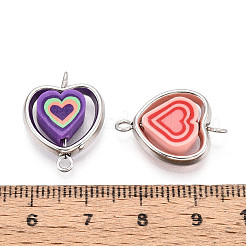 Polymer Clay Heart & CCB Frame Links Connector Charms&nbsp;CLAY-T022-20M-A