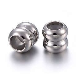 201ステンレスビーズ  内部のゴムと  スライダービーズ  コラム  ステンレス鋼色  9x9mm  穴：5mm  ゴム穴：3mm&nbsp;STAS-O110-18P-B