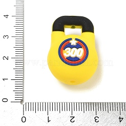 ジム器具をテーマにしたシリコン製フォーカルビーズ  ダンベル  きいろ  30x21x17.5mm  穴：3mm&nbsp;SL-CBAE849-03C