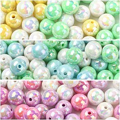 240g3色不透明アクリルビーズ  ABカラーメッキ  ラウンド  ミックスカラー  16x15mm  穴：2.8mm  80 G /カラー&nbsp;MACR-YW0003-63B