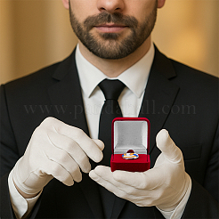 ベルベットのブローチ付きプラスチックカバーの梱包箱  正方形  暗赤色  4.25x4.25x2.75cm&nbsp;VBOX-WH0012-08B