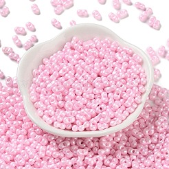 ガラスシードビーズ  不透明色の光沢  ピーナッツ  パールピンク  5~6x2.5~3x3~3.5mm  穴：1~1.2mm  約5000個/ポンド&nbsp;SEED-L011-04A-07