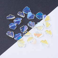 電気メッキガラスチャーム  ABカラーメッキ  花びら  クリアAB  16x15x5mm  穴：1.4mm&nbsp;EGLA-L014-07