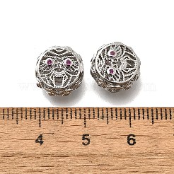 Brass Micro Pave Magenta Cubic Zirconia Beads&nbsp;KK-M318-44P-02