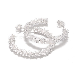925 Sterling Silver Half Hoop Earrings&nbsp;EJEW-F265-07S