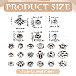 864Pcs 24 Styles Tibetan Style Alloy Spacer Beads&nbsp;TIBEB-ME0001-06