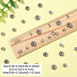 100個10スタイルチベットスタイルアロイスペーサービーズ  ニッケルフリー  混合形状  アンティークシルバー  5~7mm  穴：1~3mm  10個/スタイル&nbsp;TIBE-YW0001-76