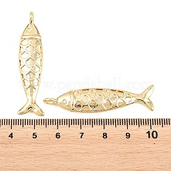 真鍮チャーム  カドミウムフリー＆鉛フリー  長持ちメッキ  ラックめっき  魚のチャーム  18KGP本金メッキ  48x11x5mm  穴：3mm&nbsp;KK-P353-11G-05
