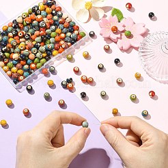 ヴィンテージスタイルのビーズ200個  DIY アクセサリー ミックス 8mm フラワー 釉薬 ラウンド セラミック ルーズ ビーズ  景徳鎮のセラミックビーズ  手紐アクセサリー  カラフル  8mm  穴：2.8mm&nbsp;PORC-CJ0001-47