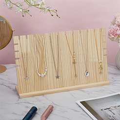 木製ジュエリーディスプレイスタンド  ブレスレットとネックレスのラック  湯通しアーモンド  39.5x9.5x23.5cm&nbsp;ODIS-WH0030-177B
