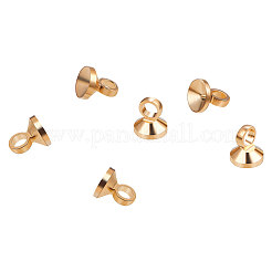 真鍮製ペンダントベイル  長持ちメッキ  18KGP本金メッキ  4x3.5mm  穴：2mm  20個/セット&nbsp;KK-BC0003-85G