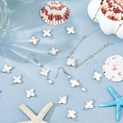 16Pcs 2 Colors Cross Natural Pearl Connector Charms&nbsp;PALLOY-HS00044