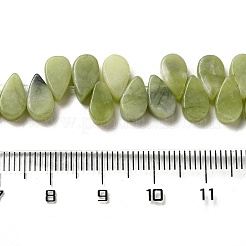 天然中国南部翡翠ビーズ連売り  ティアドロップ  トップ掘削  9~10x5~5.5x3.5~4mm  穴：0.7mm  約40~48個/連  7.09~7.28''（18~18.5cm）。&nbsp;G-B064-B04