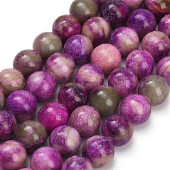Dyed Natural White JadeImitation Charoite Smooth Round Beads Strands&nbsp;GG-CBA3334-A01-10mm