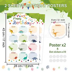 2Pcs Reusable Happy Birthday Chart Posters&nbsp;AJEW-WH0671-004