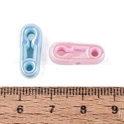 UVメッキ不透明アクリルビーズ  虹色の  ピン  ミックスカラー  18x7.5x6mm  穴：2mm  約300個/袋&nbsp;OACR-N165-01