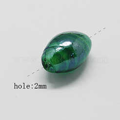 手作りランプワークビーズ  パールカラーの  オーバル  シーグリーン  18x12x12mm  穴：2mm&nbsp;LAMP-R523-6