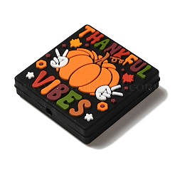 感謝祭テーマのシリコンビーズ  ダークオレンジ  正方形  29.5x29x8mm  穴：2mm&nbsp;SIL-S006-05B