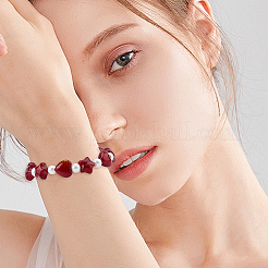 80個8スタイル手作りランプワークビーズ  ハート＆星＆ロンデル＆バラの花  ミックスカラー  9~12x9~12x6.5~8mm  穴：0.8~2mm  10個/スタイル&nbsp;LAMP-SC0001-88