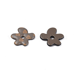 印刷されたアクリルカボション  貝殻模様の花  ロージーブラウン  29.5x30.5x4.5mm&nbsp;KY-N015-206-A02