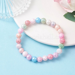 Electroplate Glass Round Beads Stretch Bracelets for Women&nbsp;BJEW-JB12630-02