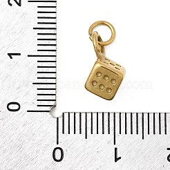 304ステンレススチールチャーム  サイコロ  イオンプレーティング（ip）  ゴールドカラー  13.5x7x7mm  穴：3.5mm&nbsp;STAS-Z179-13G