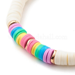 Synthetic Hematite & Polymer Clay Heishi Beads Stretch Bracelets Set&nbsp;BJEW-JB07429-01