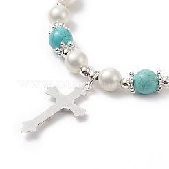 Alloy Cross Charm Bracelet&nbsp;BJEW-TA00178