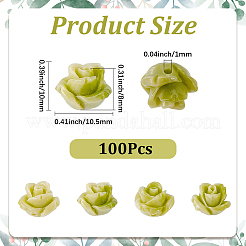 合成サンゴビーズ100個  染め  花  黄緑  10x10.5x8mm  穴：1mm&nbsp;CORA-SP0001-29
