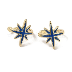 ラックメッキ真鍮エナメルスターカフイヤリング女性用  18KGP本金メッキ  ミックスカラー  13.5x14.5mm&nbsp;EJEW-C097-20G