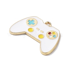 合金エナメルチャーム  ライトゴールド  ゲームパッドの魅力  ホワイト  18x26x1.5mm  穴：1.6mm&nbsp;ENAM-K072-03KCG-01