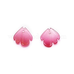 手作りランプワークペンダント  グリッターパウダー付き  花びら  サクランボ色  15.5x15x3.5mm  穴：1.4mm&nbsp;LAMP-WH0006-02