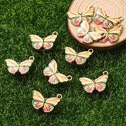 プリント合金ペンダント  カドミウムフリー＆ニッケルフリー＆鉛フリー  ライトゴールド  蝶  ナバホホワイト  15x20x1.5mm  穴：1.8mm&nbsp;FIND-YW0001-69A