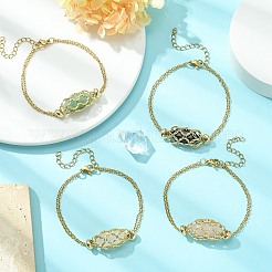 Natural Mixed Gemstone Bullet Link Bracelet&nbsp;BJEW-JB09563