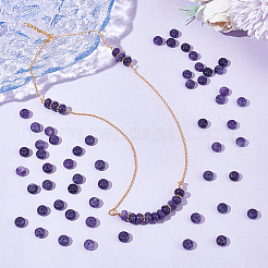 2連売り天然アメジストビーズ連売り  ロンデル  8x5mm  穴：1mm  約75~77個/連  14.76~14.96インチ（37.5~38cm）&nbsp;G-NB0004-92