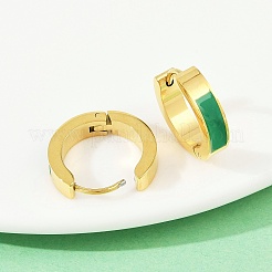 304ステンレススチールエナメルフープピアス  ゴールドカラー  ミックスカラー  12~15.5x13.5~16x2~4mm  3のペア/セット&nbsp;EJEW-K268-19G-02