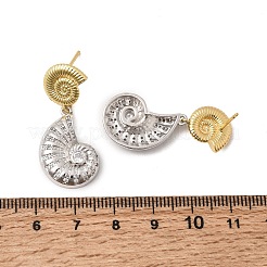 Brass Micro Pave Cubic Zirconia Stud Dangle Earrings&nbsp;EJEW-G471-11GP-01
